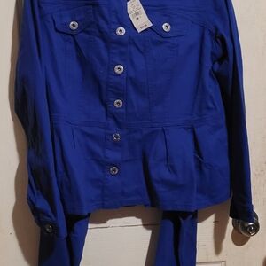 Women's Blue Jacket And Skinny Jeans Set